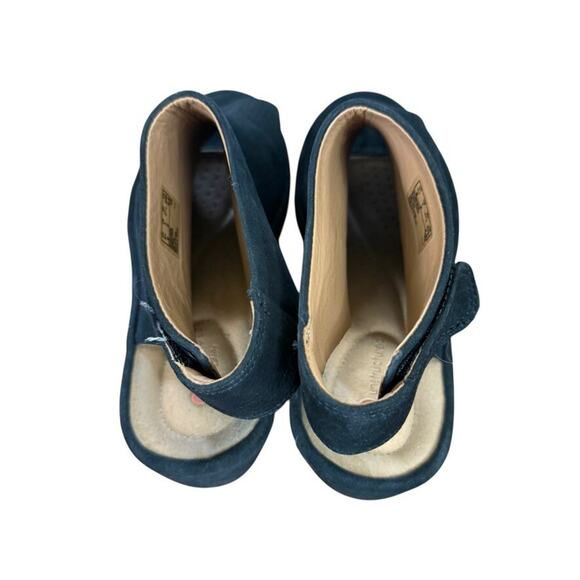 Clarks Wynnmere Abie Unstructured Black Nubuck Leather Wedge Peep Toe Sandals 7W - Picture 10 of 16